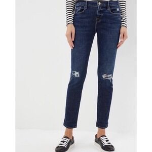 FRAME‎ Denim Le Garcon Blue Distressed Jeans Womens Size 26 Ripped Knees
